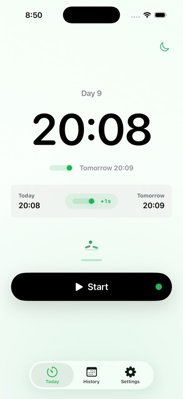Onboarding screen to choose the starting run time
